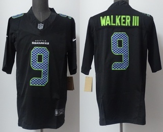 Men's Seattle Seahawks #9 Kenneth Walker III Limited Black Fashion FUSE Vapor Jersey