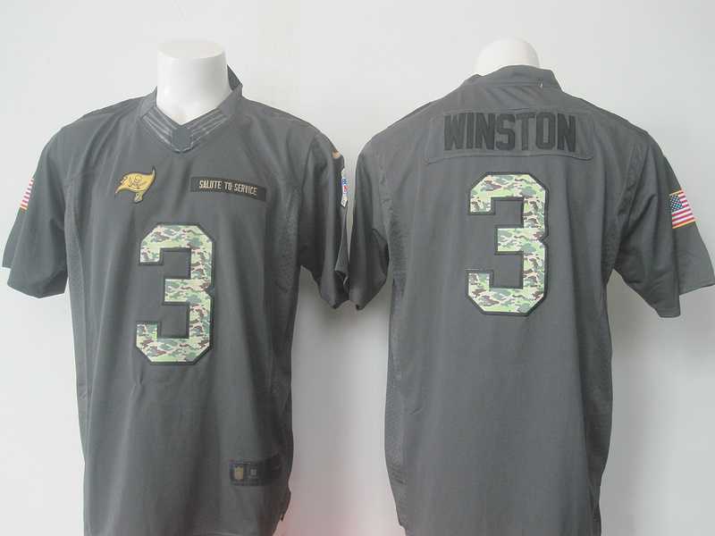 Nike Tampa Bay Buccaneers #3 Jameis Winston Anthracite Salute To Service Men's Stitched Limited Jersey