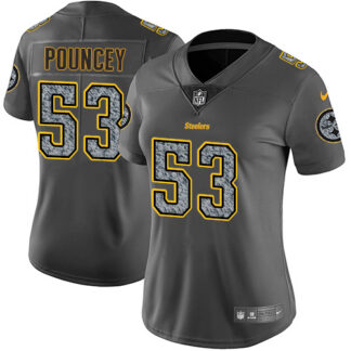 Nike Pittsburgh Steelers #53 Maurkice Pouncey Gray Static Women’s Stitched NFL Vapor Untouchable Limited Jersey