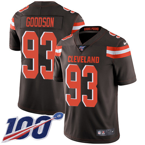 Nike Cleveland Browns #93 B.J. Goodson Brown Team Color Men’s Stitched NFL 100th Season Vapor Untouchable Limited J...