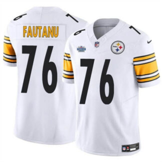 Men's Pittsburgh Steelers #76 Troy Fautanu White 2024 With Dradt Patch F.U.S.E. Vapor Limited Football Stitched Jersey