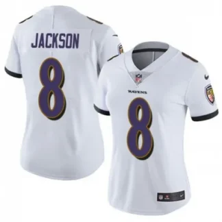 Women's Baltimore Ravens #8 Lamar Jackson White Vapor Untouchable Limited NFL Jersey
