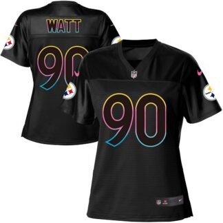 Nike Pittsburgh Steelers #90 T. J. Watt Black Women’s NFL Fashion Game Jersey