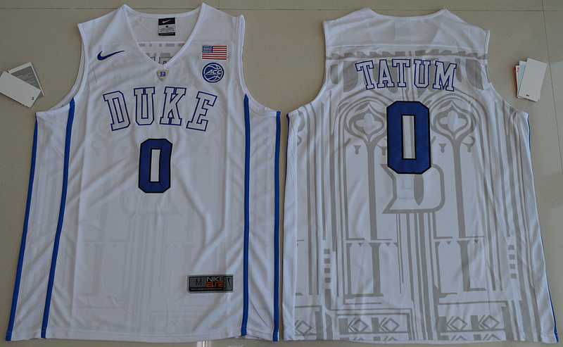Duke Blue Devils #0 Jayson Tatum White College Basketball Jersey