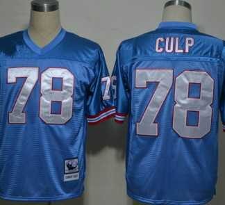 Men's Houston Oilers #78 Cuyley Culp Light Blue Throwback Stitched Football Jersey