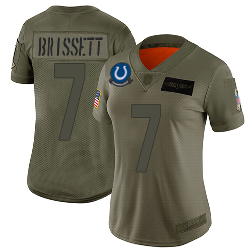 Nike Indianapolis Colts #7 Jacoby Brissett Camo Women’s Stitched NFL Limited 2019 Salute to Service Jersey