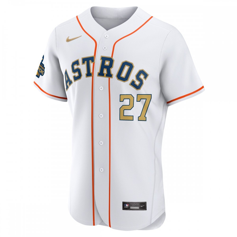 Jose Altuve Houston Astros Nike 2023 Gold Collection Authentic Player Jersey - White - Image 2