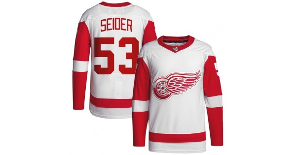 Moritz Seider Detroit Red Wings Away Premium Jersey - White - Image 2