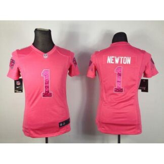 Nike Carolina Panthers #1 Cam Newton Pink Sweetheart Women’s Stitched NFL Elite Jersey