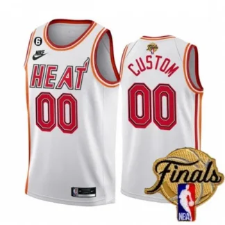 Men's Miami Heat Customized White 2023 Finals Classic Edition With NO.6 Patch Stitched Basketball Jersey