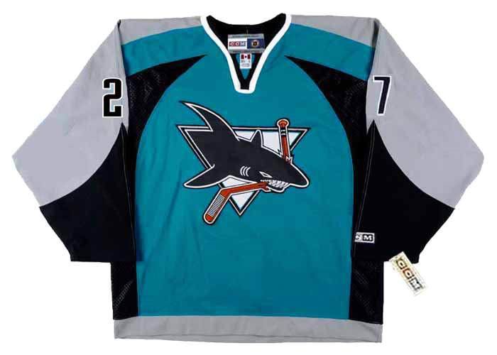 Men's San Jose Sharks #27 SCOTT PARKER 2003 CCM Throwback NHL Home Hockey Jersey - Image 2