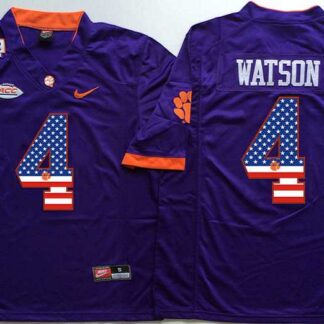 Clemson Tigers #4 Deshaun Watson Purple 1975 1978 Fuller USA Flag College Stitched Jersey