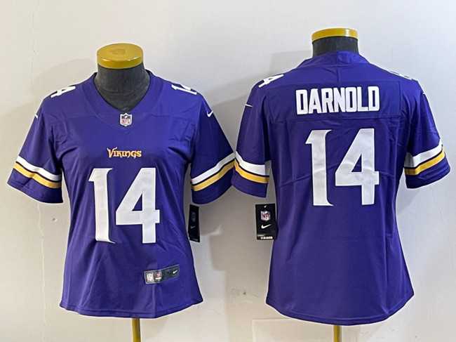 Women's Minnesota Vikings 14 Sam Darnold Purple Vapor Untouchable Limited Stitched Jersey