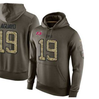 Glued Nike Tampa Bay Buccaneers #19 Roberto Aguayo Olive Green Salute To Service Men's Pullover Hoodie