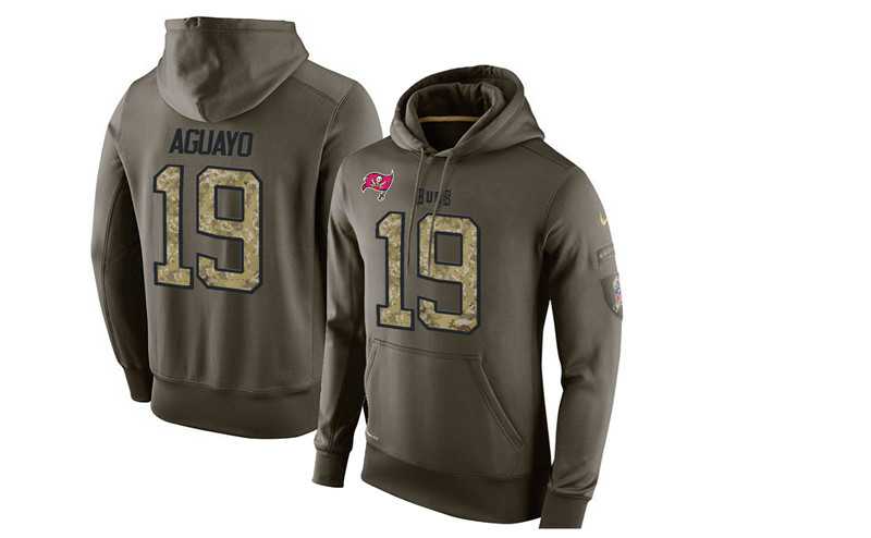 Glued Nike Tampa Bay Buccaneers #19 Roberto Aguayo Olive Green Salute To Service Men's Pullover Hoodie