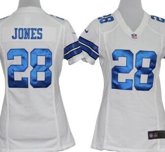 Nike Dallas Cowboys #28 Felix Jones White Game Womens Jersey
