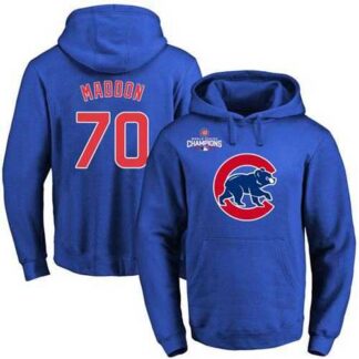 Glued Chicago Cubs #70 Joe Maddon Blue 2016 World Series Champions Primary Logo Pullover MLB Hoodie