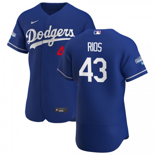 Los Angeles Dodgers #43 Edwin Rios Men’s Nike Royal Alternate 2020 World Series Champions Authentic Player MLB Jersey
