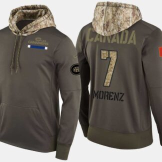 Nike Canadiens 7 Howie Morenz Retired Olive Salute To Service Pullover Hoodie