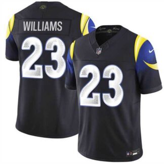 Men's Los Angeles Rams #23 Kyren Williams Black 2025 F.U.S.E. 'Rivalries' Vapor Limited Stitched Jersey Dzhi