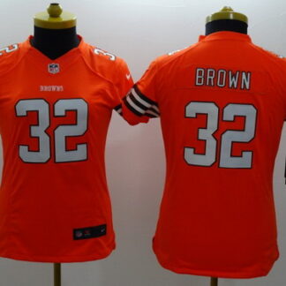 Nike Cleveland Browns #32 Jim Brown Orange Limited Womens Jersey