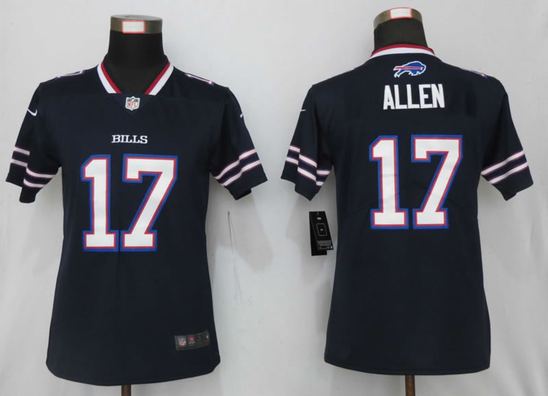 Women Nike Buffalo Bills 17 Allen Vapor Untouchable Nike Navy Inverted Limited Jersey
