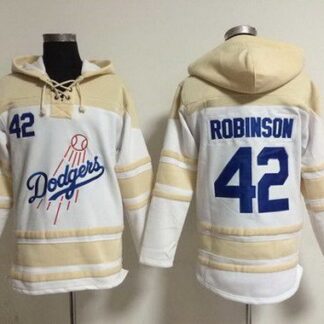 Men's Los Angeles Dodgers #42 Jackie Robinson Home White Hoodie