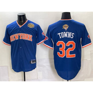 Men's New York Knicks #32 Karl-Anthony Towns Blue 2026 Finals & Eastern Conference Champions Patch Jersey