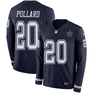 Men’s Dallas Cowboys #20 Tony Pollard Navy Blue Team Color Men’s Stitched NFL Limited Therma Long Sleeve Jersey