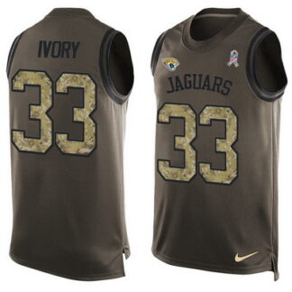 Men's Jacksonville Jaguars #33 Chris Ivory Green Salute to Service Hot Pressing Player Name & Number Nike NFL Tank...