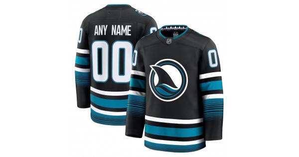 Men's San Jose Sharks Black Alternate Premium Custom Jersey - Image 2