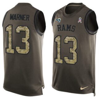 Nike Los Angeles Rams #13 Kurt Warner Green Men’s Stitched NFL Limited Salute To Service Tank Top Jersey