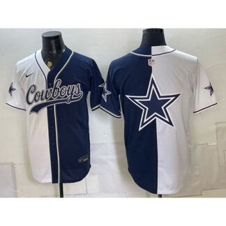 Men's Dallas Cowboys Navy Split Cool Base Stitched Baseball Jersey 8ZPW
