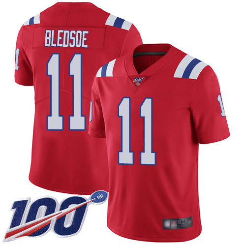 Nike New England Patriots #11 Drew Bledsoe Red Alternate Men’s Stitched NFL 100th Season Vapor Limited Jersey