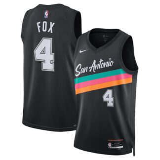 Men's San Antonio Spurs #4 De'Aaron Fox Nike Black 2025/26 Swingman City Edition Jersey