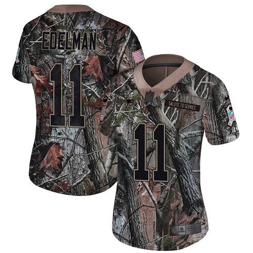Nike New England Patriots #11 Julian Edelman Camo Women’s Stitched NFL Limited Rush Realtree Jersey