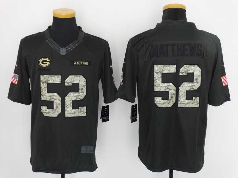Nike Green Bay Packers #52 Clay Matthews Anthracite Salute To Service Men's Stitched Limited Jersey