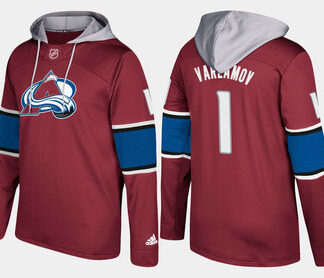Adidas Colorado Avalanche 1 Semyon Varlamov Name And Number Burgundy Hoodie