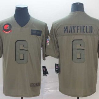 Nike Browns 6 Baker Mayfield 2019 Olive Salute To Service Limited Jersey
