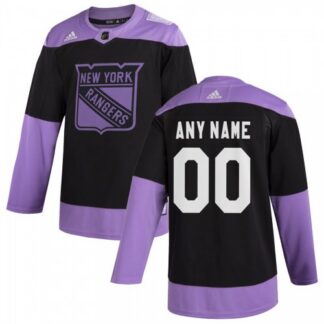 New York Rangers Adidas Hockey Fights Cancer Custom Practice Jersey Black