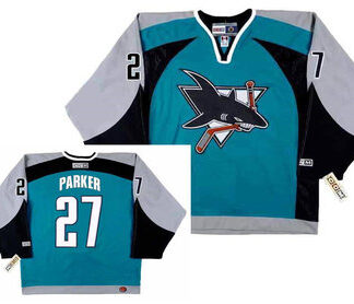 Men's San Jose Sharks #27 SCOTT PARKER 2003 CCM Throwback NHL Home Hockey Jersey